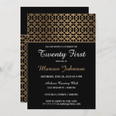 Classy Gold Birthday - uitnodiging (Voorkant / Achterkant)