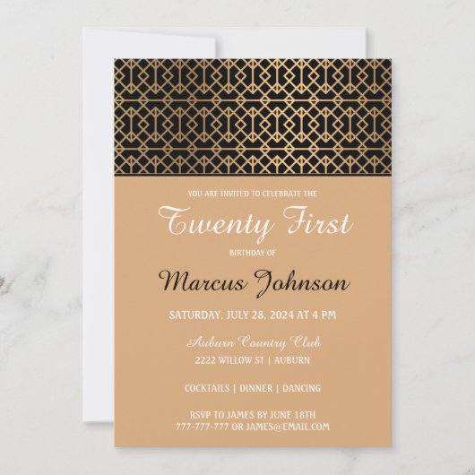 Classy Gold Birthday - uitnodiging (Voorkant)