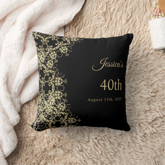 Classy Gold & Black Damask 40e verjaardag Kussen (Deken)