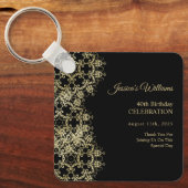 Classy Gold & Black Damask 40e verjaardag Sleutelhanger (Voorkant)