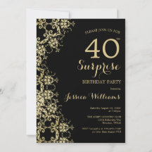 Classy Gold & Black Damask 40e verjaardag Verrassi