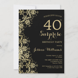 Classy Gold & Black Damask 40e verjaardag Verrassi Kaart