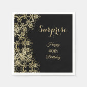 Classy Gold & Black Damask 40e verjaardag Verrassi Servet (Voorkant)