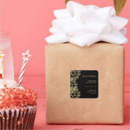 Classy Gold & Black Damask 40e verjaardag Vierkante Sticker