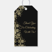Classy Gold & Black Damask Verjaardag Cadeaulabel (Achterkant)