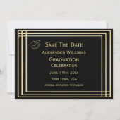 Classy Gold & Black Graduation Party Save The Date (Achterkant)