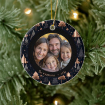 Classy Gold & Black Kerstboom Familiefoto