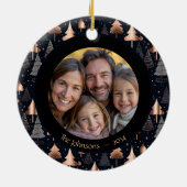 Classy Gold & Black Kerstboom Familiefoto Keramisch Ornament (Achterkant)