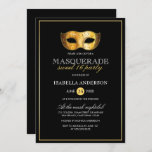 Classy Gold & Black Masquerade Sweet 16 Party Kaart<br><div class="desc">Classy Gold & Black Masquerade Sweet 16 Party uitnodigingen van Eugene_Design.</div>