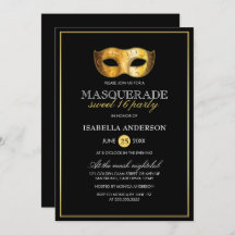 Classy Gold & Black Masquerade Sweet 16 Party