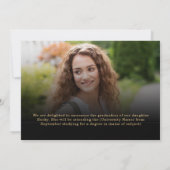 Classy Gold Black Photo Overlay Script Afstuderen Aankondiging (Achterkant)