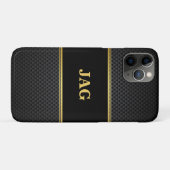 Classy Gold Black Textured Monogram Case-Mate iPhone Case (Achterkant (horizontaal))