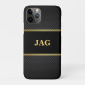 Classy Gold Black Textured Monogram Case-Mate iPhone Case (Achterkant)