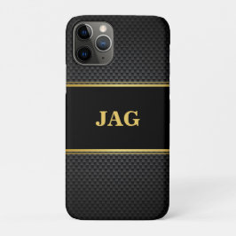 Classy Gold Black Textured Monogram Case-Mate iPhone Case