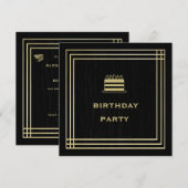 Classy Gold & Black verjaardagsfeest uitnodiging (Voorkant / Achterkant)