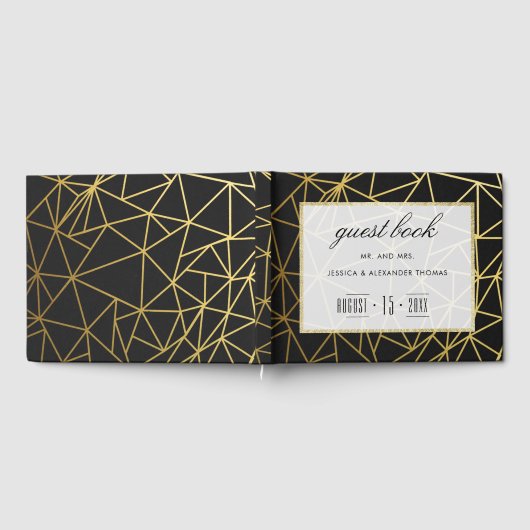 Classy Gold & Black Wedding Gastenboek (Volledig)