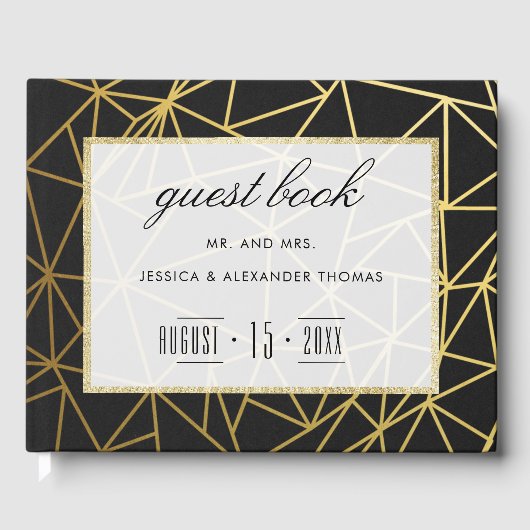 Classy Gold & Black Wedding Gastenboek (Voorkant)