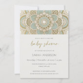 Classy  Gold Blauwgroen Mandala Baby shower Invite Bedankkaart (Voorkant)