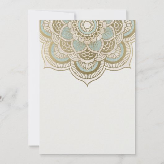 Classy Gold Blauwgroen Mandala Baby shower Invite Bedankkaart (Achterkant)