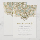 Classy  Gold Blauwgroen Mandala Vow Renewal Invite Bedankkaart (Voorkant / Achterkant)