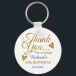 Classy Gold Blue 50th Birthday Hartelijk dank Sleutelhanger<br><div class="desc">50e verjaardag dank je dat je sleutelhanger een cadeautje geeft in de klasblauwe en goudtypografie .</div>