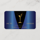 Classy Gold Blue Metallic Bartender Visitekaartje (Voorkant)