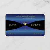 Classy Gold Blue Metallic Bartender Visitekaartje (Voorkant)