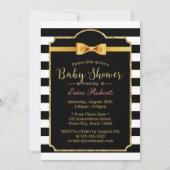 Classy Gold Bow Stropdas Modern Stripes Baby showe Kaart (Voorkant)