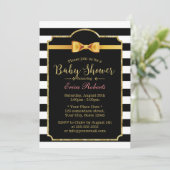 Classy Gold Bow Stropdas Modern Stripes Baby showe Kaart (Staand voorkant)