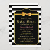 Classy Gold Bow Stropdas Modern Stripes Baby showe Kaart (Voorkant / Achterkant)