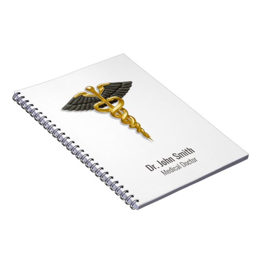 Classy Gold Caduceus Black Wings Elegant Medical Notitieboek (Rechterzijde)