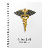 Classy Gold Caduceus Black Wings Elegant Medical Notitieboek (Voorkant)