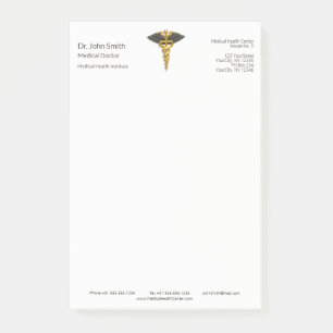 Classy Gold Caduceus Elegant Medical Black Wings Post-it® Notes