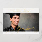 Classy Gold Calligraphy Photo College Graduation Folie Uitnodiging (Voorkant)