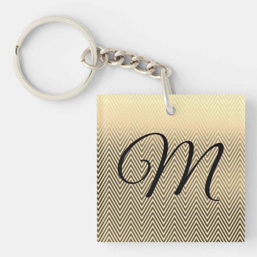 Classy Gold Chevron Monogram Sleutelhanger (voorkant)