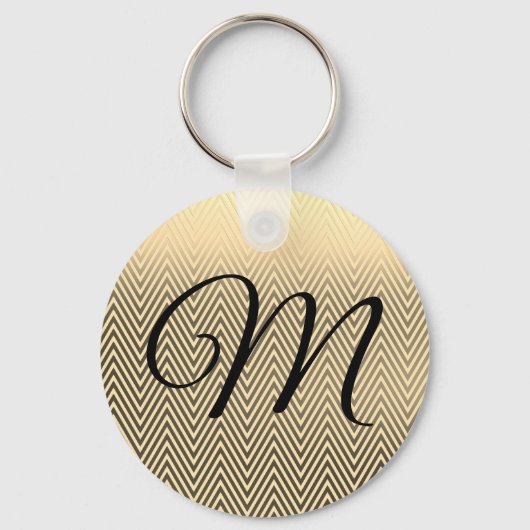 Classy Gold Chevron Monogram Sleutelhanger (Voorkant)