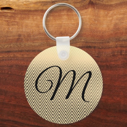 Classy Gold Chevron Monogram Sleutelhanger (Voorkant)