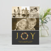 Classy Gold Christmas Joy Instagram Fotocollage Feestdagenkaart (Staand voorkant)