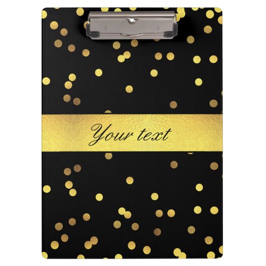 Classy Gold Confetti Black Klembord (Voorkant)