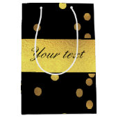 Classy Gold Confetti Black Medium Cadeauzakje (Voorkant)