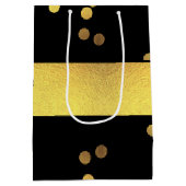 Classy Gold Confetti Black Medium Cadeauzakje (Achterkant)