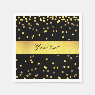 Classy Gold Confetti Black Servet
