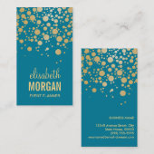 Classy Gold Confetti Stippen - Retro Blauwgroen bl Visitekaartje (Voorkant / Achterkant)