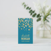 Classy Gold Confetti Stippen - Retro Blauwgroen bl Visitekaartje (Staand voorkant)