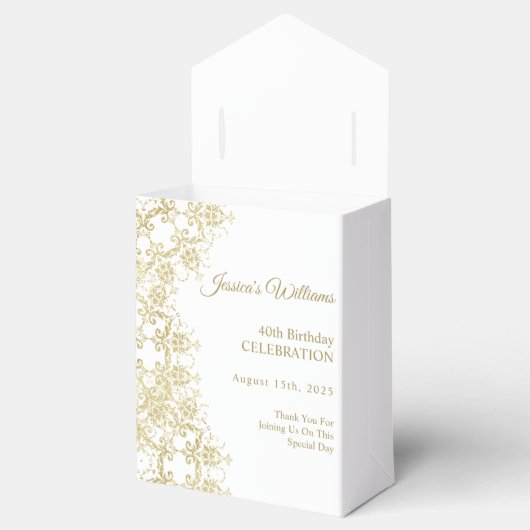 Classy Gold Damask 40e verjaardag Bedankdoosjes (Geopend)