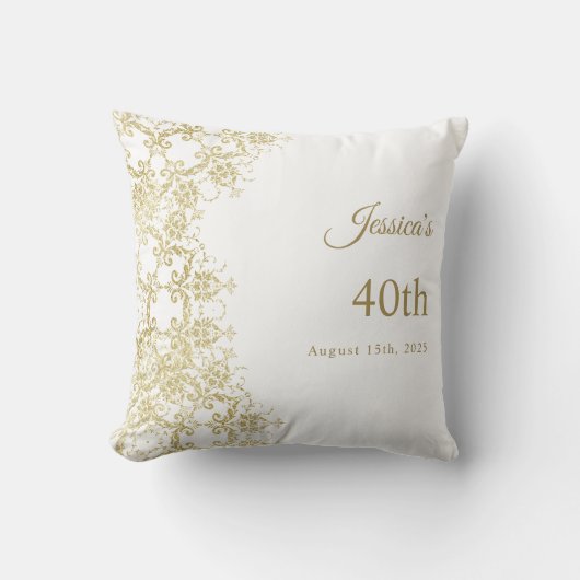 Classy Gold Damask 40e verjaardag Kussen (Voorkant)