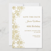 Classy Gold Damask 40e verjaardag Save The Date (Voorkant)