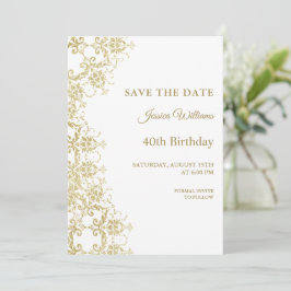 Classy Gold Damask 40e verjaardag Save The Date