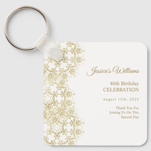 Classy Gold Damask 40e verjaardag Sleutelhanger (Voorkant)