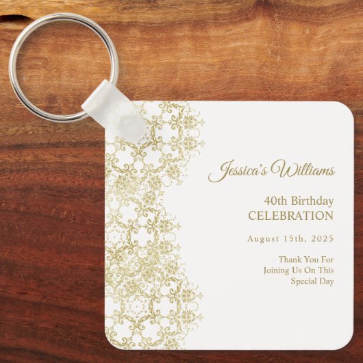 Classy Gold Damask 40e verjaardag Sleutelhanger (Voorkant)